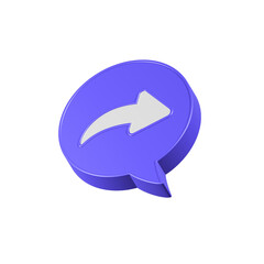 Blue reply icon symbol bubble button or forward share arrow sign