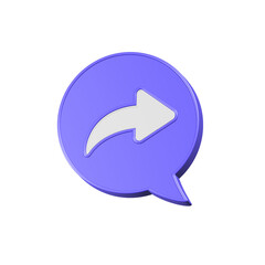 Blue reply icon symbol bubble button or forward share arrow sign