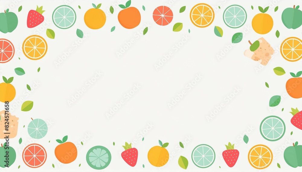 Wall mural fruits frame border template decoration illustration