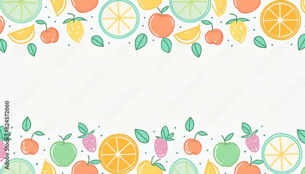 Wall mural fruits frame border template decoration illustration