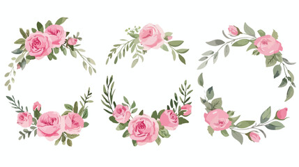 Wreaths with watercolor flowers floral Four frame