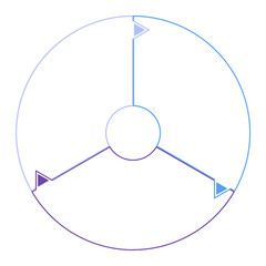 Blue tone circle infographic with 3 steps, process or options.