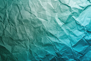 A textured background of crumpled paper in shades of teal and emerald. Created with Ai