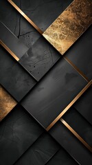 A striking contrast of gold and black geometric patterns.