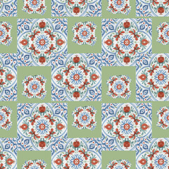 Coffee grains branch with leaves hand drawn cappuccino morning Americano cup tile Italian watercolor set