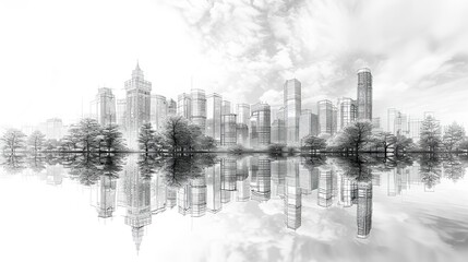 city background architectural with drawings of modern stock image