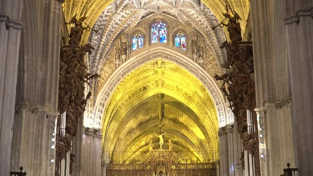 Interior of Seville Cathedral, UNESCO World Heritage Site, Seville, Andalucia, Spain, Europe