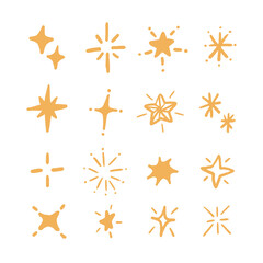 Hand drawn sparkling stars collection