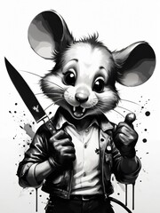 mouse with knife