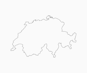 Vector outline map Switzerland, line border