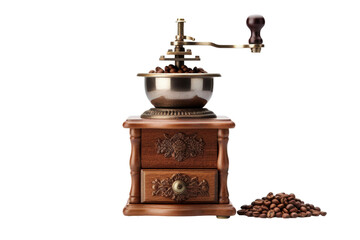 Grinding the Morning Wake-Up Call on a White or Clear Surface PNG Transparent Background.