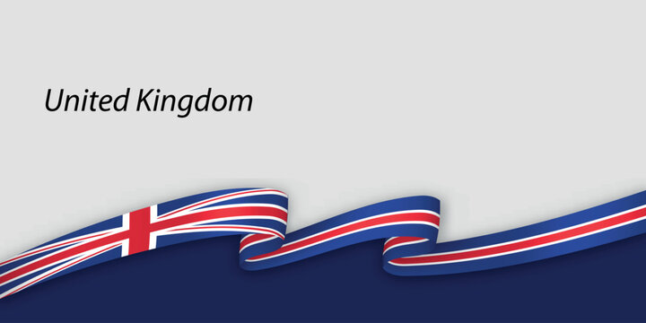 3d ribbon with national flag United Kingdom isolated on white background