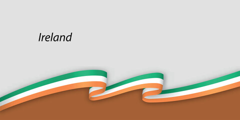 3d ribbon with national flag Ireland isolated on white background
