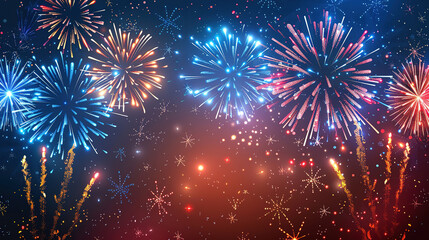 A banner background with fireworks, a festive, new year celebration backdrop