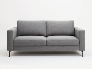 Minimalist gray sofa with clean lines and comfortable cushions, perfect for contemporary living spaces.