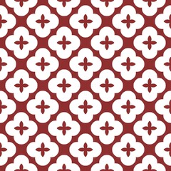 Rad and white seamless pattern with flowers