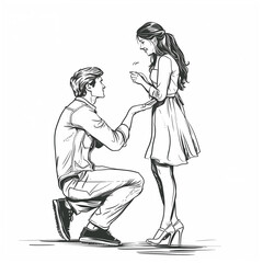 a man kneeling down to a woman who is kneeling down