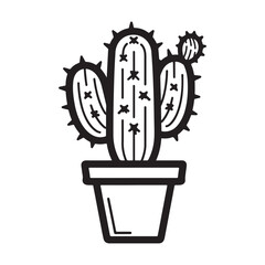 Cactus line art style for coloring book, vector illustration on white background