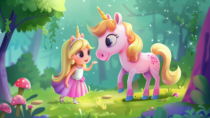 there is a cartoon picture of a princess and a pony
