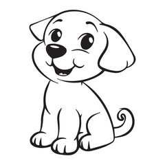 Simple and minimalistic cartoon dog icon, black vector illustrations on white background