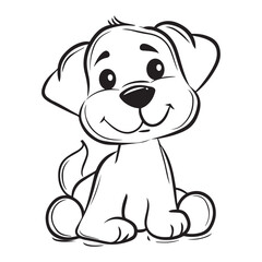 Fototapeta premium Simple and minimalistic cartoon dog icon, black vector illustrations on white background