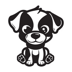 Simple and minimalistic cartoon dog icon, black vector illustrations on white background