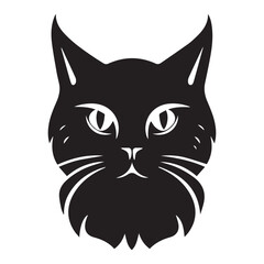 Cat head logo art design, black vector illustration on white background