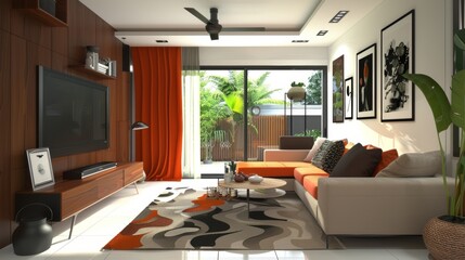 The architecture of living room furniture in the interior of a house.