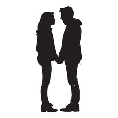 Simple silhouette of hands holding couple, black vector illustration on white background