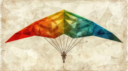A colorful kite with a person in the middle of it