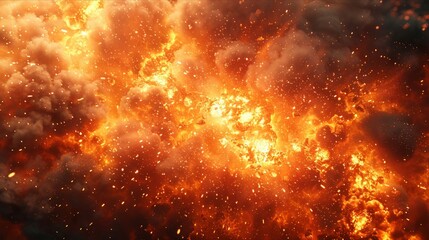 Naklejka premium Massive fiery explosion erupting with intense smoke and brilliant flames