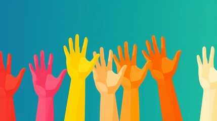 Celebrating Diversity: Vibrant Human Hands - Colorful Vector Illustration Promoting Inclusivity and Unity