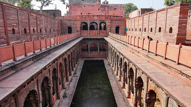 View of Royal Stepwell, constructed Between 1873-80, Dholpur Rajasthan, India.