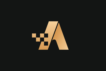 A Letter Gold Trademark Brand Logo