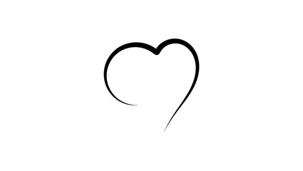 love heart sign, black isolated silhouette