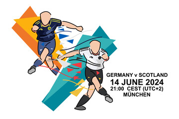 Germany vs Scotland, 2024 football match, Vector illustration. Simple sports illustration. 