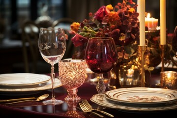 Elegant Fall Table Setting with Floral Centerpiece