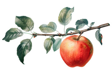 apple old botanical illustration, transparent background, png