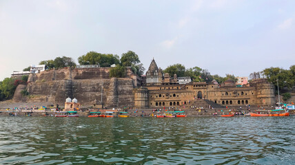 Front View of Ahilya Devi Maheshwar Fort, Madhya Pradesh, India.