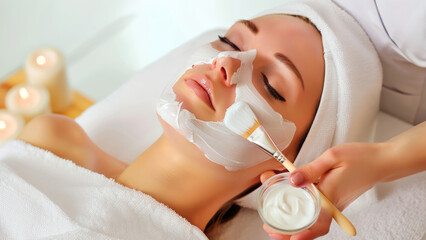 Professional Facial Mask Application for Relaxation and Skin Rejuvenation at Luxury Spa