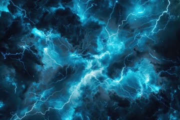 Lighting Abstract: Blue Electric Illumination Against Nature's Powerful Background