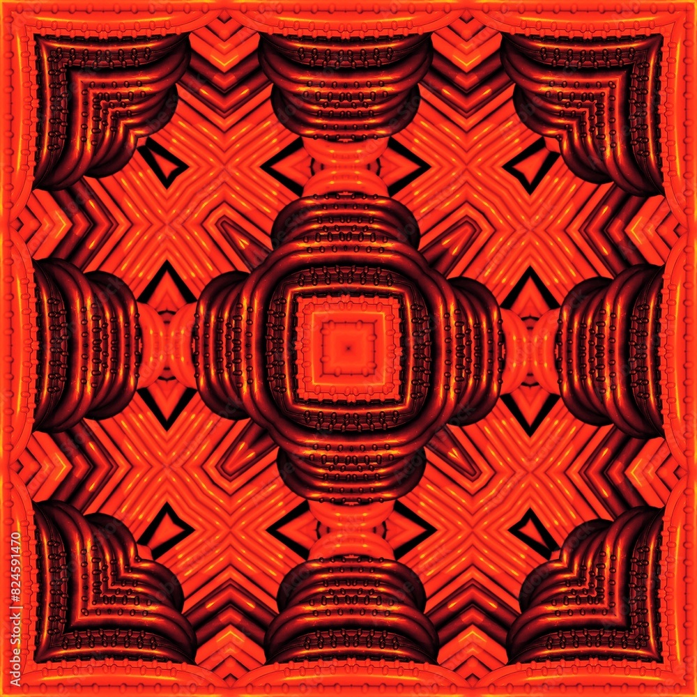 Aufkleber square format square composition repeating red and scarlet design