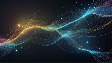 A colorful soundwave spectrum of rainbow colors,  design element in concept of music, party, technology. beautiful abstract wave technology background with blue light digital effect corporate concept