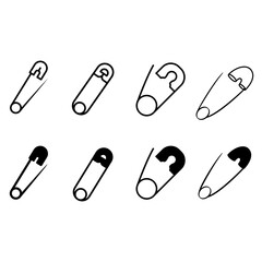 Pin icon vector set. Barrette illustration sign collection. Safety Pin symbol or logo.