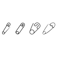 Pin icon vector set. Barrette illustration sign collection. Safety Pin symbol or logo.