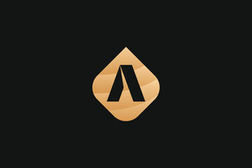 A Letter Gold Trademark Brand Logo