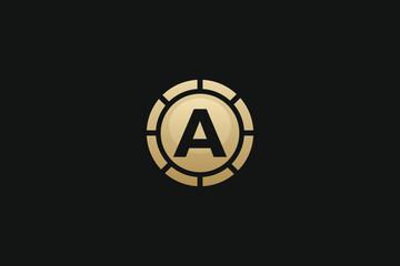 A Letter Gold Trademark Brand Logo