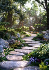 Enchanted Forest Pathway with Stone Steps