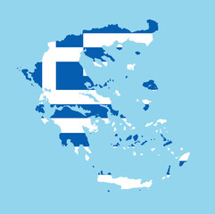Greece map in national flag colors. Map illustration of European country.	