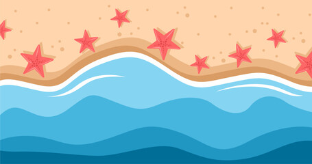 Summer beach background. Vector illustration in flat design style. file EPS